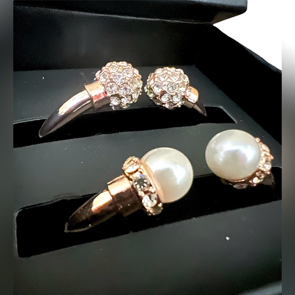 💎 NIB! INC Rhinestone & Faux Pearl Bangle Set - Picture 1 of 2